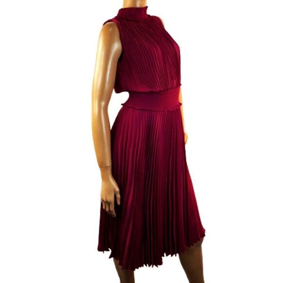 nanette Nanette Lepore High Neck Accordion Pleated Dress Sz 6 Bali Orchard NWT - Picture 4 of 13